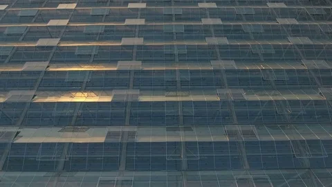 Aerial sunset view agricultural greenhouses Stock Footage