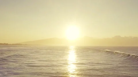 Aerial Sunset View of Big Ocean Waves Breaking Stock-Footage 56451489