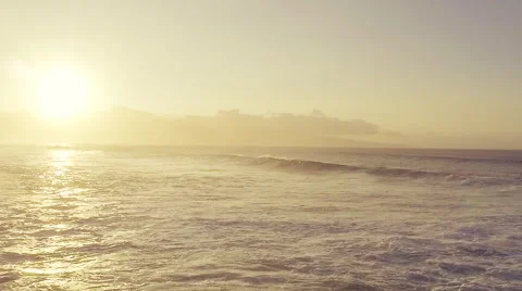 Aerial Sunset View of Big Ocean Waves Breaking Video stock 56451679