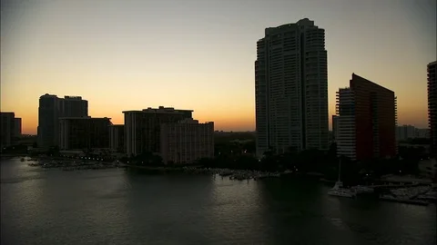 Aerial sunset view Condominiums Brickell Florida United States Stock-Footage 80143767