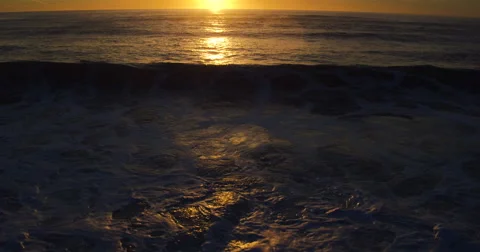 Aerial Sunset View Flying Over Coast with Dramatic Light in the Pacific North Video stock 63017525