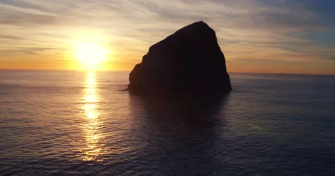 Aerial Sunset View Flying Over Coast with Dramatic Light in the Pacific North Video stock 63019872