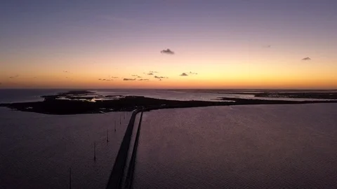 Aerial Sunset View Key West Bridge Stock Footage 89742885