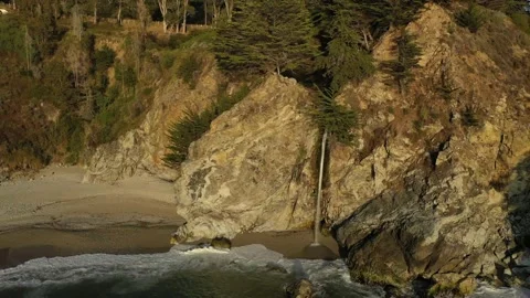 Aerial sunset view, McWay Falls Big Sur California, 4K Video stock 137920441