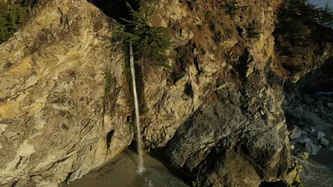 Aerial sunset view, McWay Falls Big Sur California, 4K Video stock 137920451