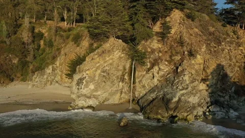 Aerial sunset view, McWay Falls Big Sur California, 4K Video stock 137921024