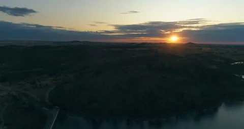 Aerial sunset view of Mina de São Domingos, Beach lagoon, Portugal. (D) Stock Footage 116444952