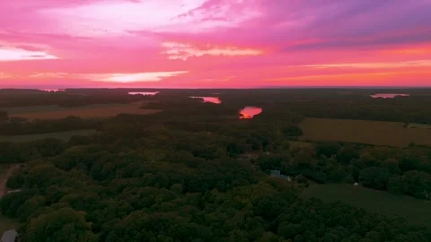 Aerial sunset view over Eastern Shore in Virginia Stock Footage 344893210