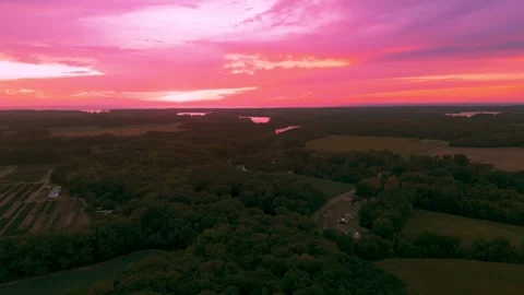Aerial sunset view over Eastern Shore in Virginia Stock Footage 344893345