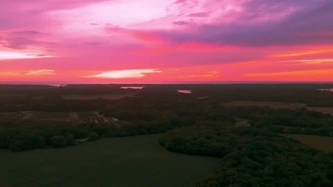 Aerial sunset view over Eastern Shore in Virginia Stock Footage 344893405