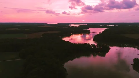 Aerial sunset view over Eastern Shore in Virginia Stock Footage 344907134