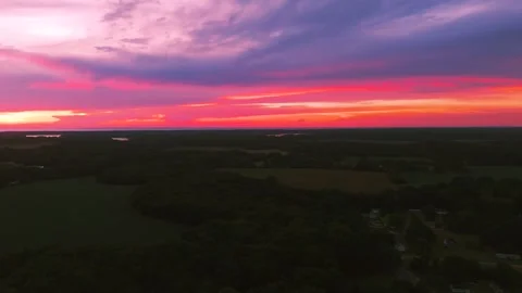 Aerial sunset view over Eastern Shore in Virginia Stock Footage 344907194