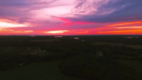 Aerial sunset view over Eastern Shore in Virginia Stock Footage 344907205