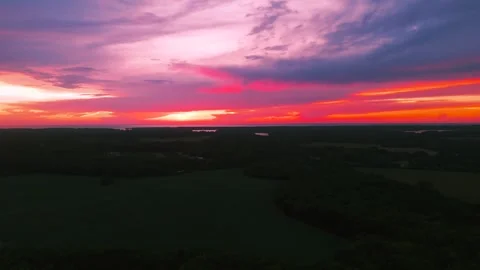 Aerial sunset view over Eastern Shore in Virginia Stock Footage 344907250
