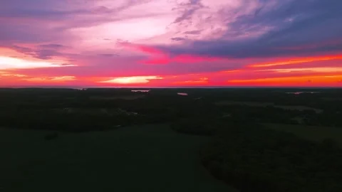 Aerial sunset view over Eastern Shore in Virginia Stock Footage 344907255