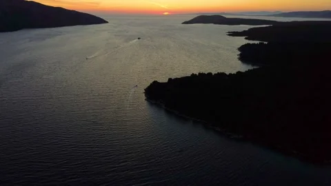 Aerial sunset view over stari grad bay on hvar island, croatia Video stock 340182389