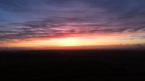 Aerial Sunset View With Pink Clouds Over Dark Rural Horizon Stockbeeldmateriaal 333707218