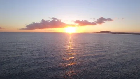 Aerial Sunset view on Playa De Papayago Beach, Lanzarote, Canary Islands, Spain Video stock 123470919
