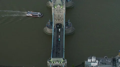 Aerial sunset view Tower Bridge River Thames London Video stock 83870984