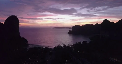 Aerial Sunset West Railay 스톡 동영상 80364514