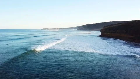 Aerial of surfers Stock Footage 99689268