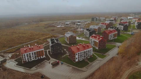 Aerial survey of the construction of a residential complex Stock Footage 319780655