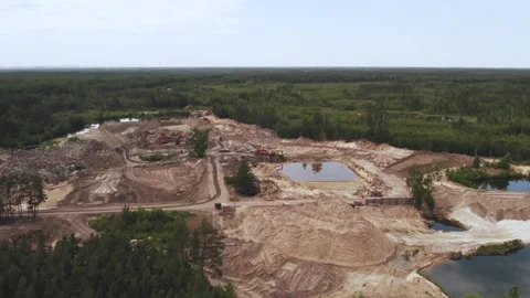 Aerial survey of a construction site, construction quarry Stock Footage 243768141