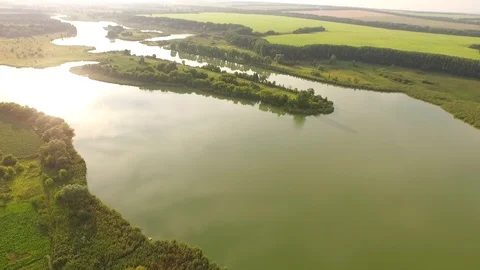 Aerial survey over forests and river Stock Footage 101421071