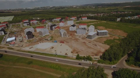 Aerial survey of residential complex construction Stock Footage 337506953