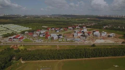 Aerial survey of residential complex construction Stock Footage 337506954
