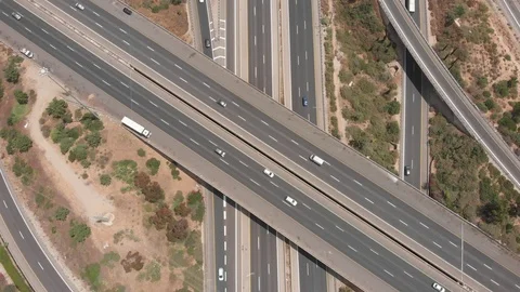 Aerial survey of traffic intersection Stock Footage 114053434