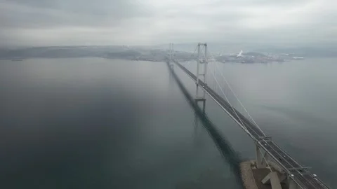 Aerial suspension bridge Stock Footage 247088061