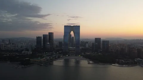 Aerial of Suzhou Center Stock Footage 247274553