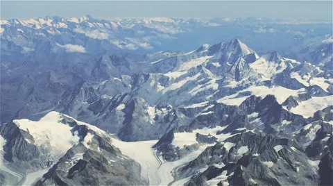 Aerial Swiss Alps Drone Footage Snowcapped Majestic Mountains Switzerland Major Stock Footage