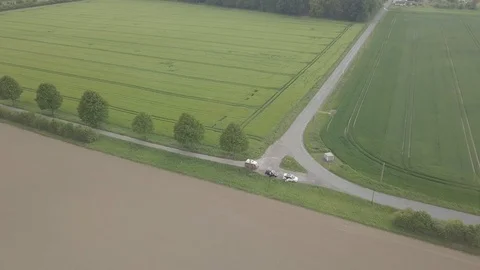 Aerial Symmetrical Green Fields Stock Footage 110715019