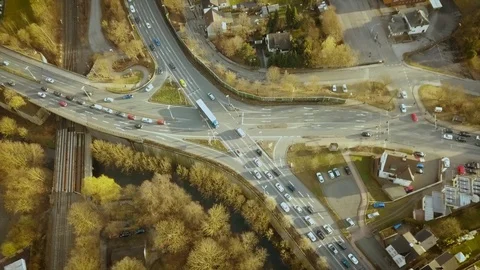 Aerial Symmetrical Intersection Stock Footage 104115966