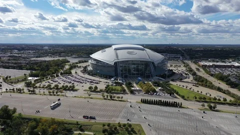 Aerial of AT&T Stadium Complex in Arlington, Texas Stock Footage