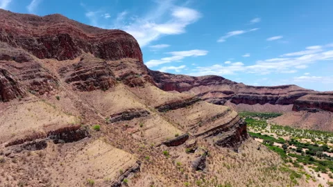 Aerial Table Mountain and Green Valley, Namibia Stock Footage 337918113