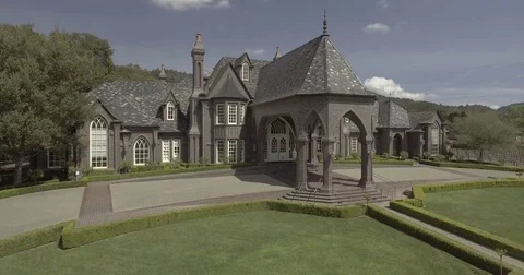 Aerial take off from front view of winery. Stock Footage 75807990