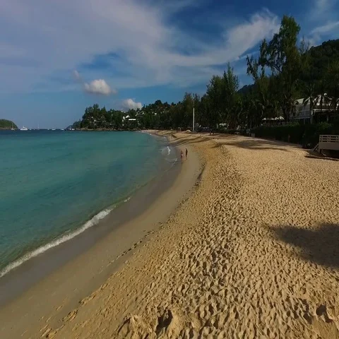 Aerial: Takeoff on the beach. Stock Footage 69729829