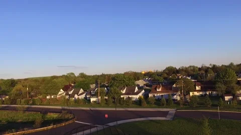 Aerial takeoff in the suburbs. Stock Footage 133969696