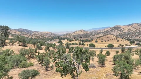Aerial Tehachapi Loop Scenic View California Fly Over Golden Hills and Curv.. Stock Footage 339815256