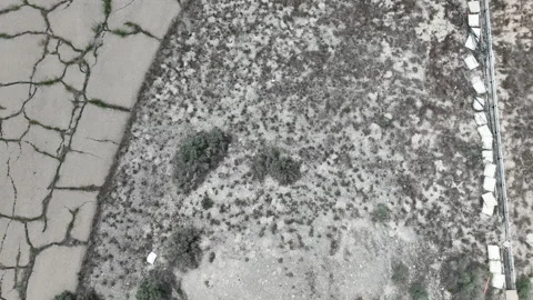 Aerial Tekoi solid fuel rocket motor test bunker Utah overhead pull 4K 스톡 동영상 243480405