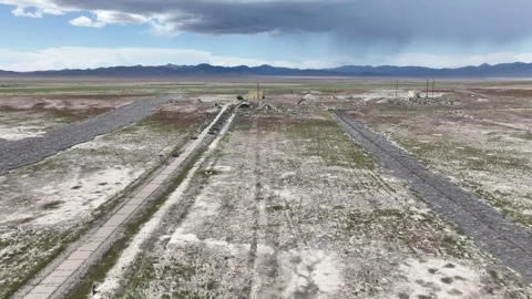 Aerial Tekoi solid fuel rocket motor test complex Utah pull 2 4K 스톡 동영상 243481329