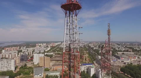 Aerial of a Telecommunication Tower Stock-Footage 58266738
