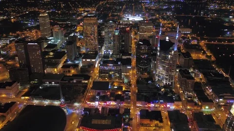 Aerial Tennessee Nashville July 2017 Night 4K Inspire 2 Stock Footage