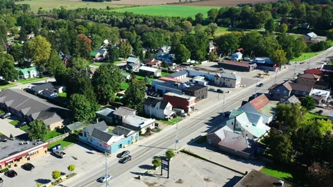 Aerial of Thamesford, Ontario, Canada, editorial exclusive 4K Stock Footage 166314655