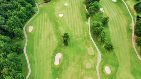 Aerial Three Fairways Golf Course Stock Footage 320313236