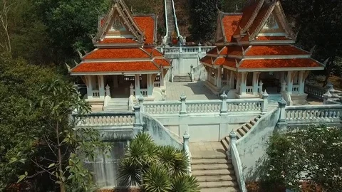Aerial: Three hundred steps temple near Pattaya. Stock Footage 70422255