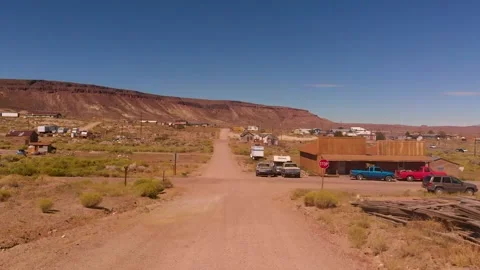 Aerial Through Nevada Ghost Town Stock Footage 302598988